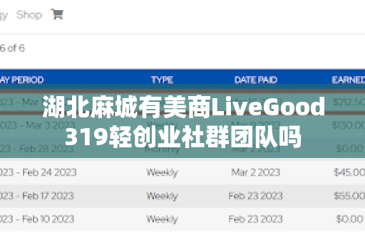 湖北麻城有美商LiveGood319轻创业社群团队吗