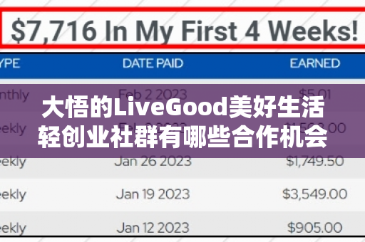 大悟的LiveGood美好生活轻创业社群有哪些合作机会第1张-美商LiveGood